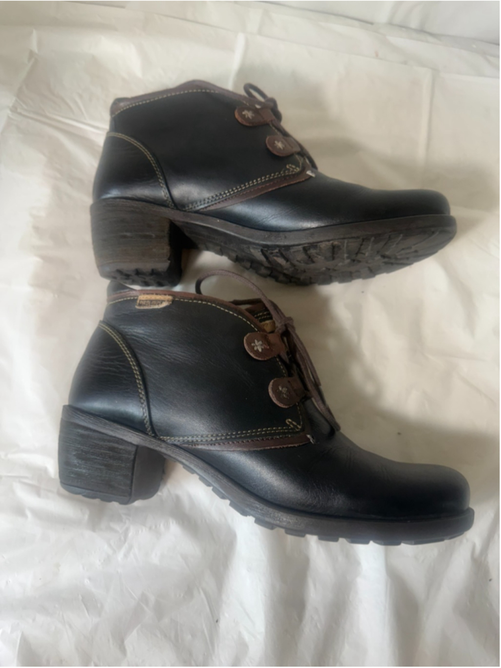 Pikolinos Le Mans BLACK Leather Block Heel Ankle Boots Size EU 38 US 7.5 - Picture 7 of 12